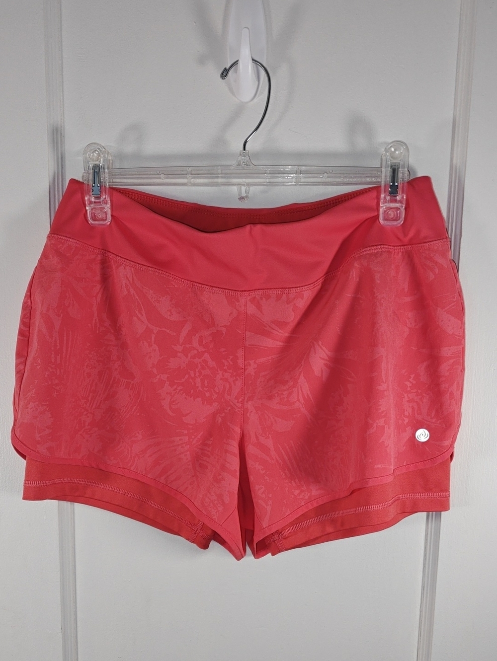 Apana Coral Pink Floral Jacquard Athletic Shorts